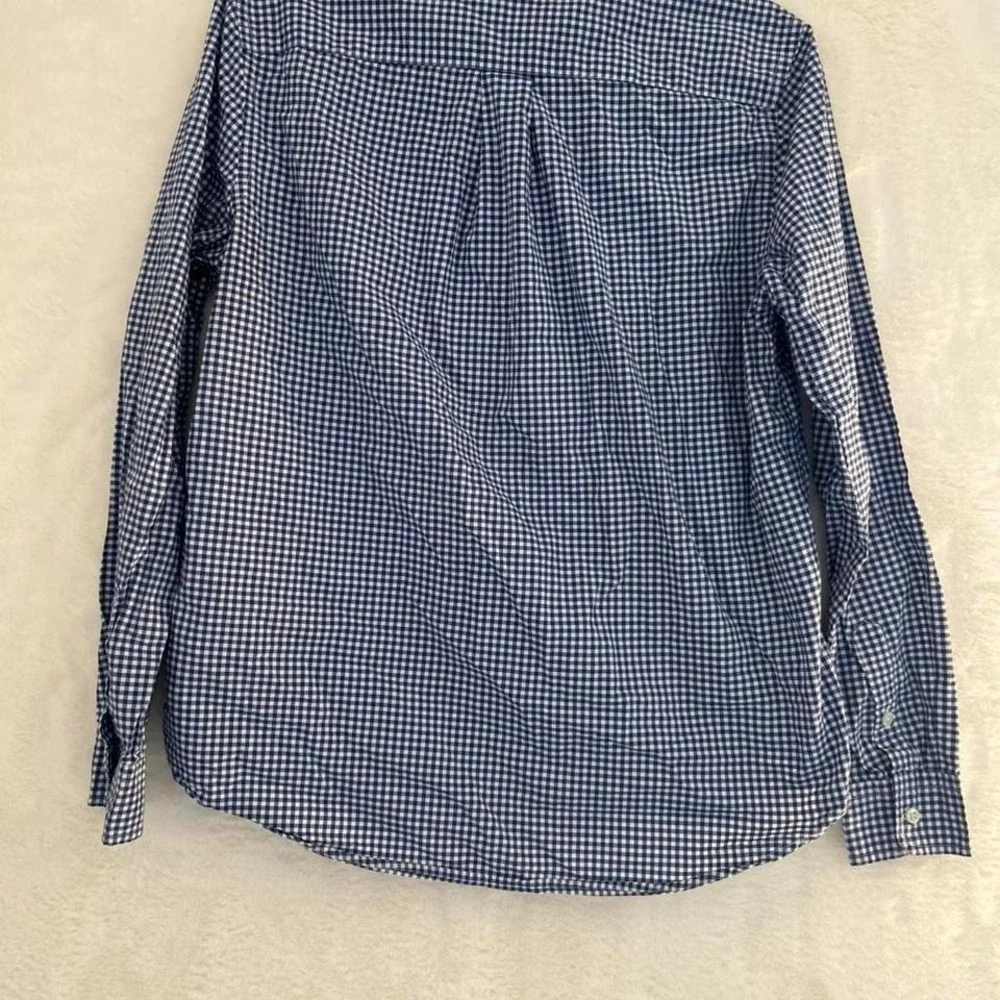 Ralph Lauren Boys XL 18-20 Gingham‎ Button Down Shirt Blue White Natural Stretch